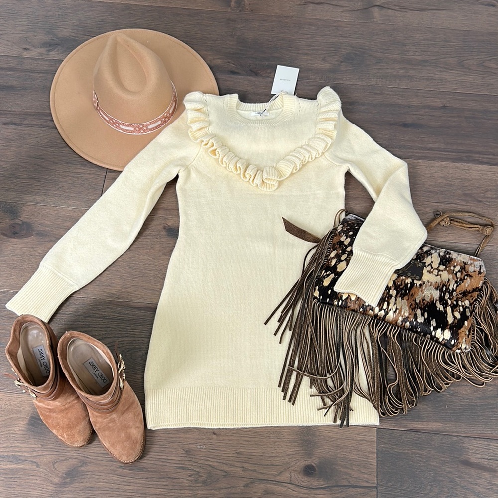 Tularosa Cream Ruffle Dress